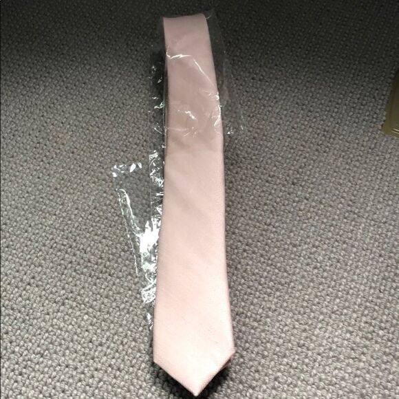 New Tie Bar Linen & Silk Pink Wedding Tie - Picture 8 of 8